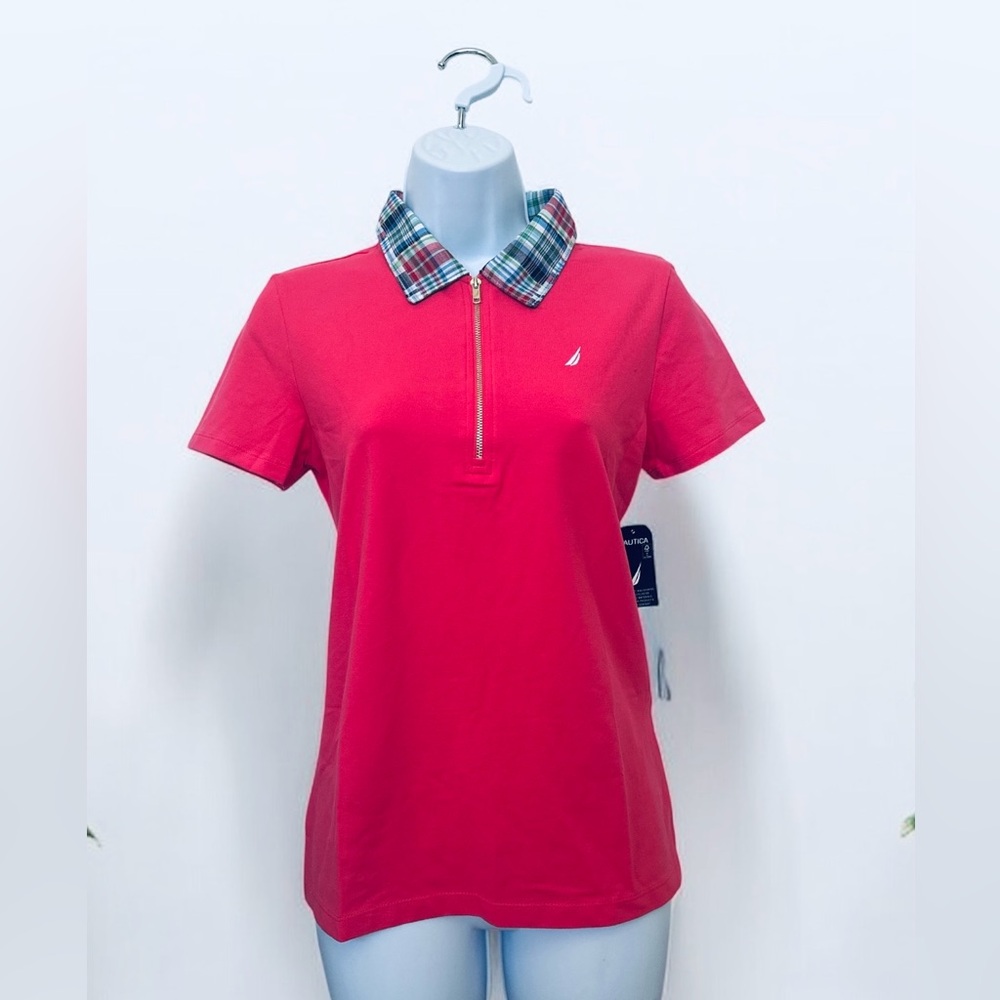 Women’s Pink Nautica Collard Zipper Polo Shirt NWT Size XS